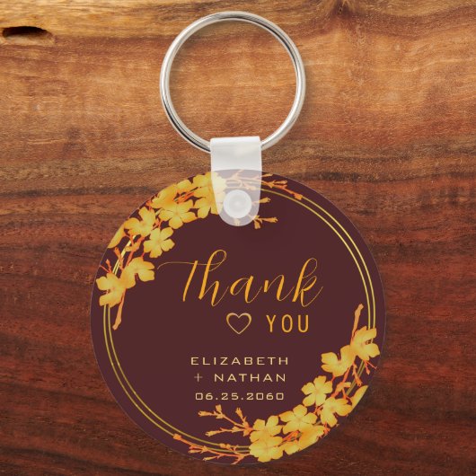 Klassieke Bourgogne & gouden bruiloft Hartelijk da Sleutelhanger (Achterkant)