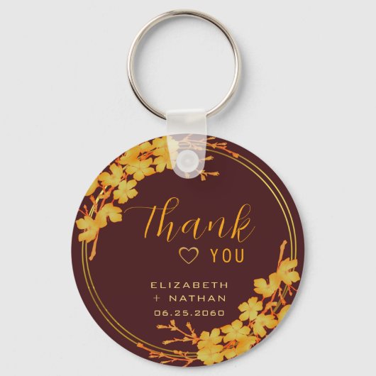 Klassieke Bourgogne & gouden bruiloft Hartelijk da Sleutelhanger (Achterkant)