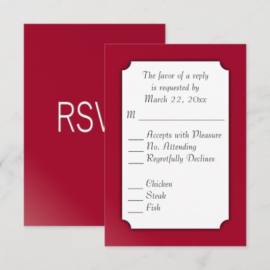 Klassieke Bourgogne Menu Keuze RSVP (Voorkant / Achterkant)