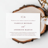 Klassieke Bourgondiër Monogram Foto Bruiloft Kaart