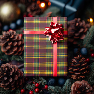 Klassieke Bourgondisch Gele Geruite - Festieve Gif Cadeaupapier