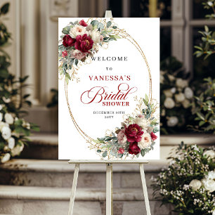 Klassieke Bourgondische Bloemrijke Bruidsdouche We Poster