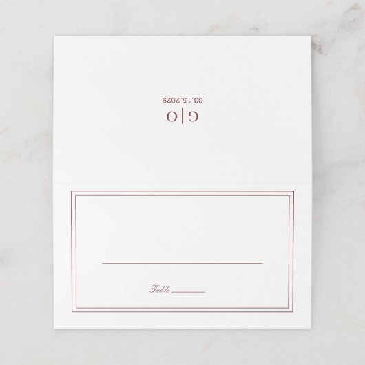 Klassieke Bourgondische elegante bruiloft Plaatskaartje (Buitenkant ongevouwen)