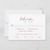 Klassieke Bourgondische elegante bruiloft RSVP Kaartje (Achterkant)