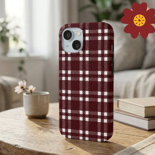 Klassieke Bourgondische Plaid Tartan Gezellige Her iPhone 15 Case