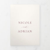 Klassieke Bourgondische QR-code Elegante bruiloft Drieluik Uitnodiging (Cover)