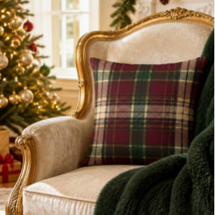 Klassieke Bourgondische Tartan Plaid Kussen