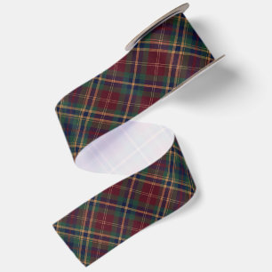 Klassieke Bourgondische Tartan Plaid Rustiek Satijnen Lint