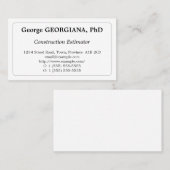 Klassieke bouwnijverheid Visitekaartje (Voorkant / Achterkant)