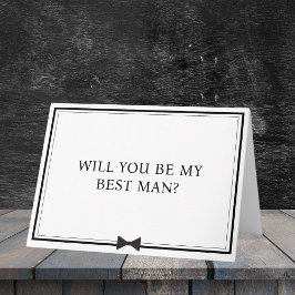 Klassieke Bowtie Zwart-wit Best Man Voorstel Kaart