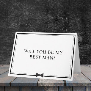 Klassieke Bowtie Zwart-wit Best Man Voorstel Kaart