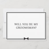 Klassieke Bowtie Zwart-wit Groomsman Voorstel Kaart (Voorkant)