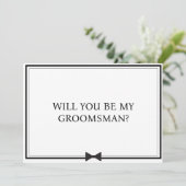 Klassieke Bowtie Zwart-wit Groomsman Voorstel Kaart (Staand voorkant)