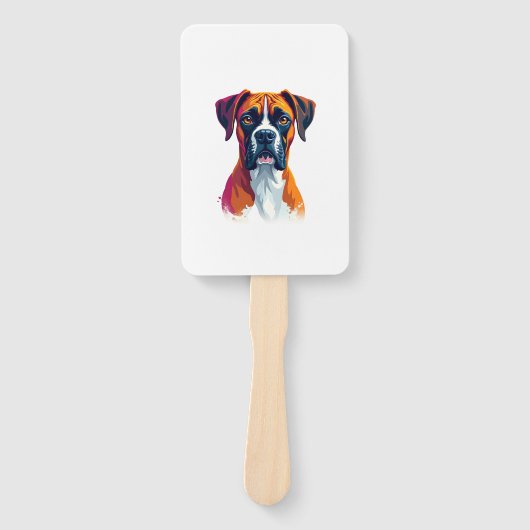 Klassieke Boxer Hond Portret Kleur Spetter Pop Art Handwaaier (Voorkant)