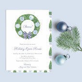 Klassieke Boxwood Blauw Wit Kerstfeest Kaart