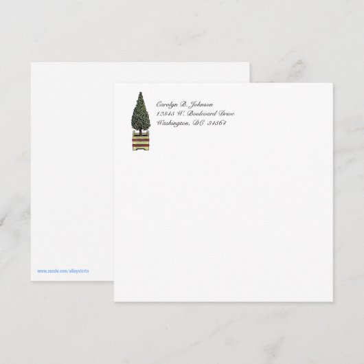 Klassieke Boxwood Topiary Elegant Simple Flat Kaar Kaart (Voorkant / Achterkant)