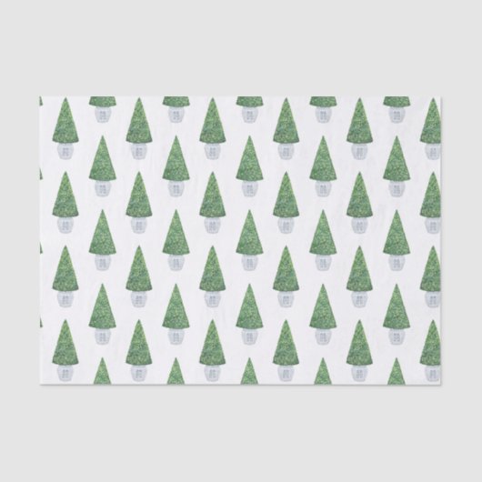 Klassieke Boxwood Topiary en Blauwe Witte Chinese  Tissuepapier (Voorkant)