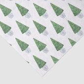 Klassieke Boxwood Topiary en Blauwe Witte Chinese  Tissuepapier (Detail)