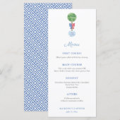 Klassieke Boxwood Topiary Rood Wit Blauw Feest Menu (Voorkant / Achterkant)