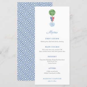 Klassieke Boxwood Topiary Rood Wit Blauw Feest Menu