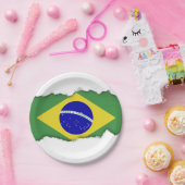 Klassieke Braziliaanse vlag Papieren Bordje (Feest)