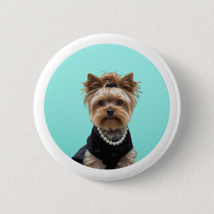 Klassieke Breakfast Poster Yorkshire Terrier Yorki Ronde Button 5,7 Cm