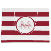 Klassieke Brede Crimson Rode Stripes met naam Large Cadeautasje (Voorkant)