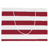 Klassieke Brede Crimson Rode Stripes met naam Large Cadeautasje (Achterkant)