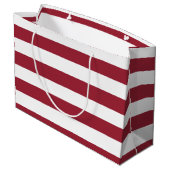 Klassieke Brede Crimson Rode Stripes met naam Large Cadeautasje (Achterkant Gekanteld)