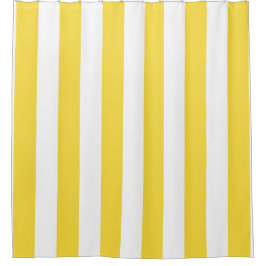 Klassieke brede staven, lemon-geel en wit douchegordijn