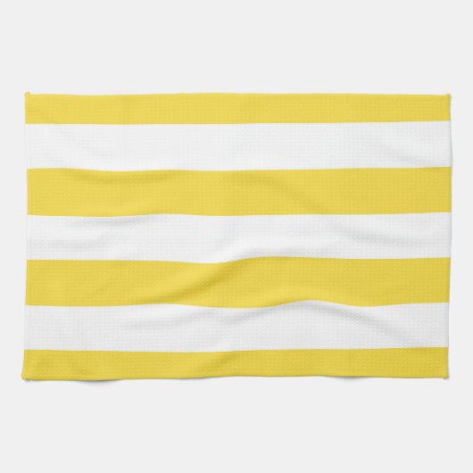 Klassieke brede staven, lemon-geel en wit theedoek (Horizontaal)