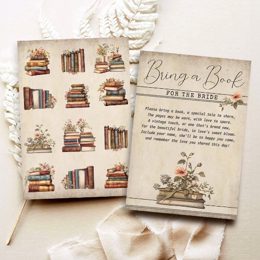 Klassieke "Breng een boek voor de bruid" Bruidsfee Informatiekaartje