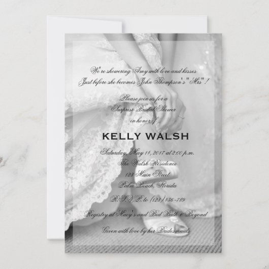 Klassieke Bridal Shower Uitnodiging zwart-wit (Voorkant)