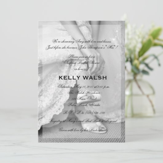 Klassieke Bridal Shower Uitnodiging zwart-wit (Staand voorkant)