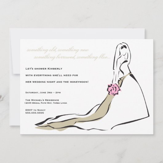 Klassieke bride met roze Bouquet uitnodiging (Voorkant)