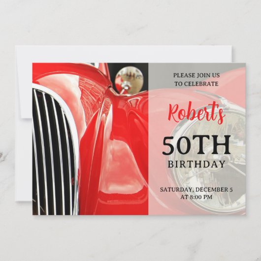 Klassieke Britse auto Verjaardag uitnodiging (Voorkant)
