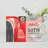Klassieke Britse auto Verjaardag uitnodiging (Staand voorkant)