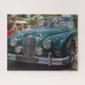 Klassieke Britse Racing Green Jaguar Mk2-auto. Legpuzzel (Horizontaal)