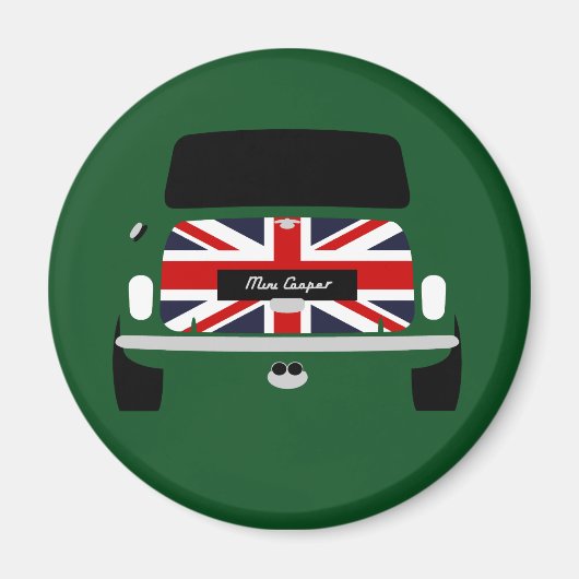 Klassieke Britse Racing Green Mini Cooper auto Magneet (Voorkant)