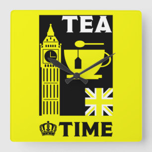 Klassieke Britse thea Drinkers Vierkante Klok