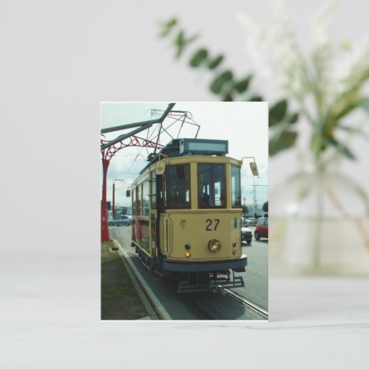 Klassieke Britse tram. Briefkaart (Staand voorkant)