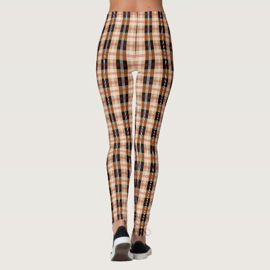 Klassieke Britse zwarte en tan tartan Leggings (Achterkant)