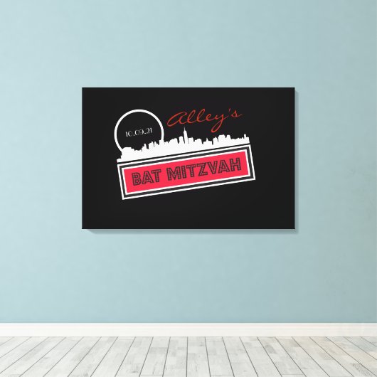 KLASSIEKE BROADWAY Bar Bat Mitzvah Inloggen Board Canvas Afdruk (Insitu (Houten vloer))