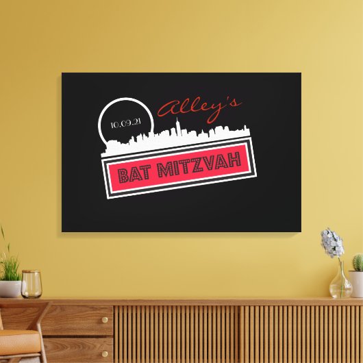 KLASSIEKE BROADWAY Bar Bat Mitzvah Inloggen Board Canvas Afdruk (Insitu (Woonkamer))