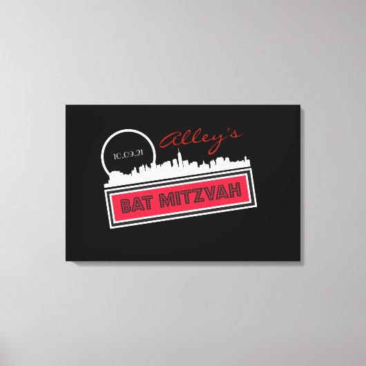 KLASSIEKE BROADWAY Bar Bat Mitzvah Inloggen Board Canvas Afdruk (Voorkant)