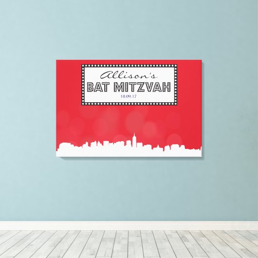 KLASSIEKE BROADWAY Bar Bat Mitzvah Inloggen Board Canvas Afdruk (Insitu (Houten vloer))
