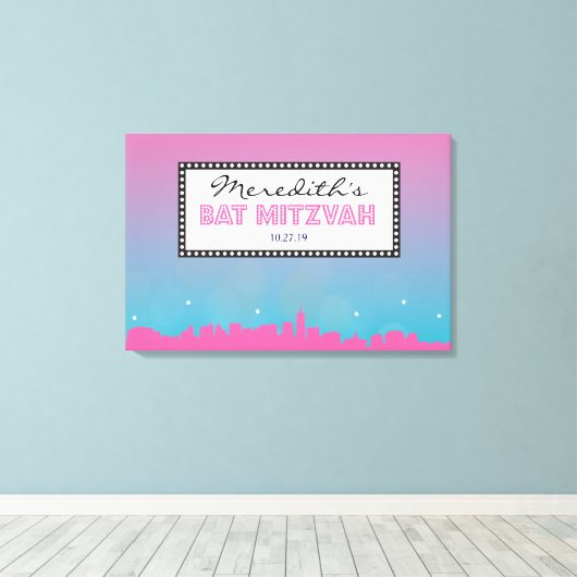 KLASSIEKE BROADWAY Bar Bat Mitzvah Inloggen Board Canvas Afdruk (Insitu (Houten vloer))