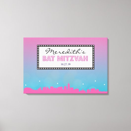 KLASSIEKE BROADWAY Bar Bat Mitzvah Inloggen Board Canvas Afdruk (Voorkant)