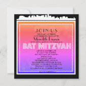 KLASSIEKE BROADWAY Bat Mitzvah Uitnodiging-regenbo Kaart (Voorkant)