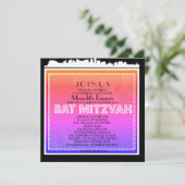 KLASSIEKE BROADWAY Bat Mitzvah Uitnodiging-regenbo Kaart (Staand voorkant)